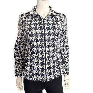 Rafael Sport Houndstooth Jacket Small Parisian Old Money Chic Zip Classic Luxely